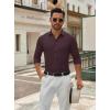 SAMERM Mens Dress Shirt Wrinkle Free Moisture Wicking 4-Way High Stretch Super Soft Casual Button Down Shirts(Stripe Burgundy)