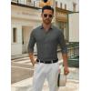 SAMERM Mens Dress Shirt Wrinkle Free Moisture Wicking 4-Way High Stretch Super Soft Casual Button Down Shirts(Stripe Grey)