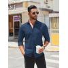 SAMERM Mens Dress Shirt Wrinkle Free Moisture Wicking 4-Way High Stretch Super Soft Casual Button Down Shirts(Stripe Navy Blue)