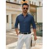 SAMERM Mens Dress Shirt Wrinkle Free Moisture Wicking 4-Way High Stretch Super Soft Casual Button Down Shirts(Stripe Navy Blue)