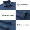 SAMERM Mens Dress Shirt Wrinkle Free Moisture Wicking 4-Way High Stretch Super Soft Casual Button Down Shirts(Stripe Navy Blue)