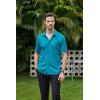 SAMERM Mens Dress Shirt Wrinkle Free Moisture Wicking 4-Way High Stretch Super Soft Casual Button Down Shirts(Turquoise Short Sleeve Shirt)