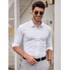 SAMERM Mens Dress Shirt Wrinkle Free Moisture Wicking 4-Way High Stretch Super Soft Casual Button Down Shirts(White Long Sleeve Shirt)