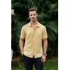 SAMERM Mens Dress Shirt Wrinkle Free Moisture Wicking 4-Way High Stretch Super Soft Casual Button Down Shirts(Yellow Short Sleeve Shirt)
