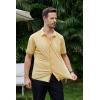 SAMERM Mens Dress Shirt Wrinkle Free Moisture Wicking 4-Way High Stretch Super Soft Casual Button Down Shirts(Yellow Short Sleeve Shirt)
