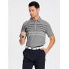 SAMERM Mens Golf Shirt Moisture Wicking Dry Fit Performance Sport Short Sleeve Striped Golf Polo Shirts for Men,Grey L