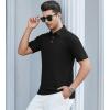 SAMERM Mens Knit Polo Shirts Short Sleeve Textured Casual Polo Shirt Fashion Stylish Lightweight Breathable T Shirt for Men(126black Golf Polo)