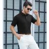 SAMERM Mens Knit Polo Shirts Short Sleeve Textured Casual Polo Shirt Fashion Stylish Lightweight Breathable T Shirt for Men(126black Golf Polo)