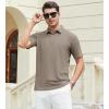 SAMERM Mens Knit Polo Shirts Short Sleeve Textured Casual Polo Shirt Fashion Stylish Lightweight Breathable T Shirt for Men(126deep Taupe Golf Polo)