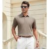 SAMERM Mens Knit Polo Shirts Short Sleeve Textured Casual Polo Shirt Fashion Stylish Lightweight Breathable T Shirt for Men(126deep Taupe Golf Polo)