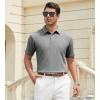 SAMERM Mens Knit Polo Shirts Short Sleeve Textured Casual Polo Shirt Fashion Stylish Lightweight Breathable T Shirt for Men(126grey Golf Polo)