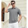 SAMERM Mens Knit Polo Shirts Short Sleeve Textured Casual Polo Shirt Fashion Stylish Lightweight Breathable T Shirt for Men(126grey Golf Polo)