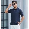 SAMERM Mens Knit Polo Shirts Short Sleeve Textured Casual Polo Shirt Fashion Stylish Lightweight Breathable T Shirt for Men(126navy Golf Polo)