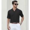 SAMERM Mens Knit Polo Shirts Short Sleeve Textured Casual Polo Shirt Fashion Stylish Lightweight Breathable T Shirt for Men(Black)