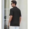 SAMERM Mens Knit Polo Shirts Short Sleeve Textured Casual Polo Shirt Fashion Stylish Lightweight Breathable T Shirt for Men(Black)