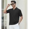 SAMERM Mens Knit Polo Shirts Short Sleeve Textured Casual Polo Shirt Fashion Stylish Lightweight Breathable T Shirt for Men(Black)