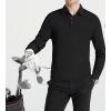 SAMERM Men’s Long Sleeve Golf Shirts Casual Polo Shirts for Men Performance Collar Shirts Workwear Office(Mens Polo Black)