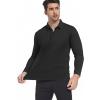 SAMERM Men’s Long Sleeve Golf Shirts Casual Polo Shirts for Men Performance Collar Shirts Workwear Office(Mens Polo Black)