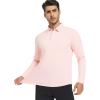 SAMERM Men’s Long Sleeve Golf Shirts Casual Polo Shirts for Men Performance Collar Shirts Workwear Office(Mens Polo Pink)