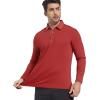 SAMERM Men’s Long Sleeve Golf Shirts Casual Polo Shirts for Men Performance Collar Shirts Workwear Office(Mens Polo Red)