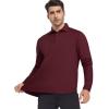 SAMERM Men’s Long Sleeve Golf Shirts Casual Polo Shirts for Men Performance Collar Shirts Workwear Office(Mens Polo Wine Red)