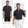 SAMERM Mens Zipper Golf Shirts Short Sleeve Casual Polo Shirts Moisture Wicking Solid Golf Shirt Fashion(Black Polo Shirt)
