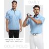 SAMERM Mens Zipper Golf Shirts Short Sleeve Casual Polo Shirts Moisture Wicking Solid Golf Shirt Fashion(Blue Polo Shirt)