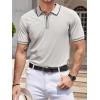 SAMERM Mens Zipper Golf Shirts Short Sleeve Casual Polo Shirts Moisture Wicking Solid Golf Shirt Fashion(Grey Polo Shirt)