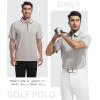 SAMERM Mens Zipper Golf Shirts Short Sleeve Casual Polo Shirts Moisture Wicking Solid Golf Shirt Fashion(Grey Polo Shirt)