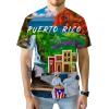 SAMERM Puerto Rico Shirt for Men Quick Dry Crop Top Printed Hispanic Heritage Month Boricua Rican Flag T-Shirt(Blue Dance)