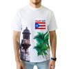 SAMERM Puerto Rico Shirt for Men Quick Dry Crop Top Printed Hispanic Heritage Month Boricua Rican Flag T-Shirt(White Tree)