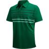 SAMERM Golf Shirts for Men Dry Fit Short Sleeve Mens Golf Shirt Performance Moisture Wicking Polo Shirts for Men(Green Stripe Polo)