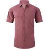 imageSAMERM Mens Dress Shirt Wrinkle Free Moisture Wicking 4Way High Stretch Super Soft Casual Button Down ShirtsBeanpink Short Sleeve Shirt