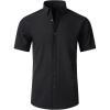 imageSAMERM Mens Dress Shirt Wrinkle Free Moisture Wicking 4Way High Stretch Super Soft Casual Button Down ShirtsBlack Short Sleeve Shirt
