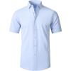 SAMERM Mens Dress Shirt Wrinkle Free Moisture Wicking 4-Way High Stretch Super Soft Casual Button Down Shirts(Blue Short Sleeve Shirt)
