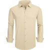 SAMERM Mens Dress Shirt Wrinkle Free Moisture Wicking 4-Way High Stretch Super Soft Casual Button Down Shirts(Mens Shirt Khaki)