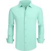 SAMERM Mens Dress Shirt Wrinkle Free Moisture Wicking 4-Way High Stretch Super Soft Casual Button Down Shirts(New Light Green)