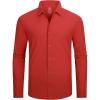 SAMERM Mens Dress Shirt Wrinkle Free Moisture Wicking 4-Way High Stretch Super Soft Casual Button Down Shirts(Seamless Red)