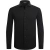 SAMERM Mens Dress Shirt Wrinkle Free Moisture Wicking 4-Way High Stretch Super Soft Casual Button Down Shirts(Stripe Black)