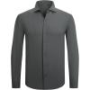 SAMERM Mens Dress Shirt Wrinkle Free Moisture Wicking 4-Way High Stretch Super Soft Casual Button Down Shirts(Stripe Grey)