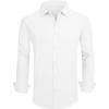 SAMERM Mens Dress Shirt Wrinkle Free Moisture Wicking 4-Way High Stretch Super Soft Casual Button Down Shirts(White Long Sleeve Shirt)