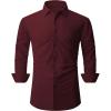 SAMERM Mens Dress Shirt Wrinkle Free Moisture Wicking 4-Way High Stretch Super Soft Casual Button Down Shirts(Wine Long Sleeve Shirt)