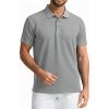 SAMERM Mens Knit Polo Shirts Short Sleeve Textured Casual Polo Shirt Fashion Stylish Lightweight Breathable T Shirt for Men(126grey Golf Polo)
