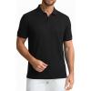 SAMERM Mens Knit Polo Shirts Short Sleeve Textured Casual Polo Shirt Fashion Stylish Lightweight Breathable T Shirt for Men(Black)