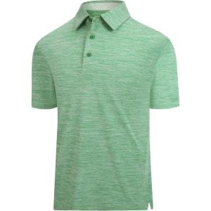 SAMERM Golf Shirts for Men Dry Fit Short Sleeve Mens Golf Shirt Performance Moisture Wicking Polo Shirts for Men(Green Solid Polo Shirt)