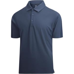 SAMERM Golf Shirts for Men Dry Fit Short Sleeve Mens Golf Shirt Performance Moisture Wicking Polo Shirts for Men(Solid Navy)