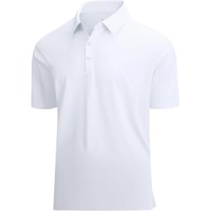 SAMERM Golf Shirts for Men High-Elastic Dry Fit Short Sleeve Seamless Moisture Wicking Cooling Feel Solid Mens Polo Shirt,White XL