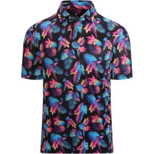SAMERM Golf Shirts for Men Super Stretch Jacquard Dry Fit Golf Polo Moisture Wicking Short Sleeve Polo Shirts for Men(Black)
