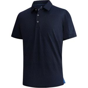 SAMERM Golf Shirts for Men Super Stretch Jacquard Dry Fit Golf Polo Moisture Wicking Short Sleeve Polo Shirts for Men(Black Golf Shirt)