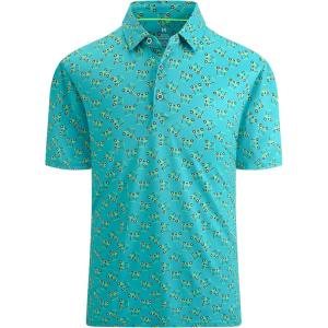 SAMERM Golf Shirts for Men Super Stretch Jacquard Dry Fit Golf Polo Moisture Wicking Short Sleeve Polo Shirts for Men(Green)